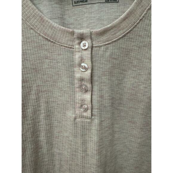Eddie Bauer Sleepwear Womens Top Henley Scoop Waffle Knit Long Sleeve Gray M - Picture 3 of 6